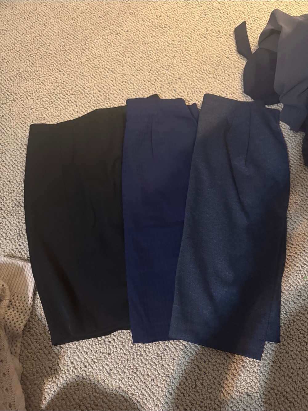 Elle Women's Pencil Skirts in Black and Navy Trio